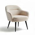 Fauteuil en tissu bouclé beige avec pieds en bois noir dimensions 70 x 70 x 75cm