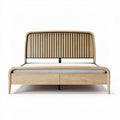 Lit en bois avec tête de lit en métal et rangement intégré 200 x 150 x 100cm