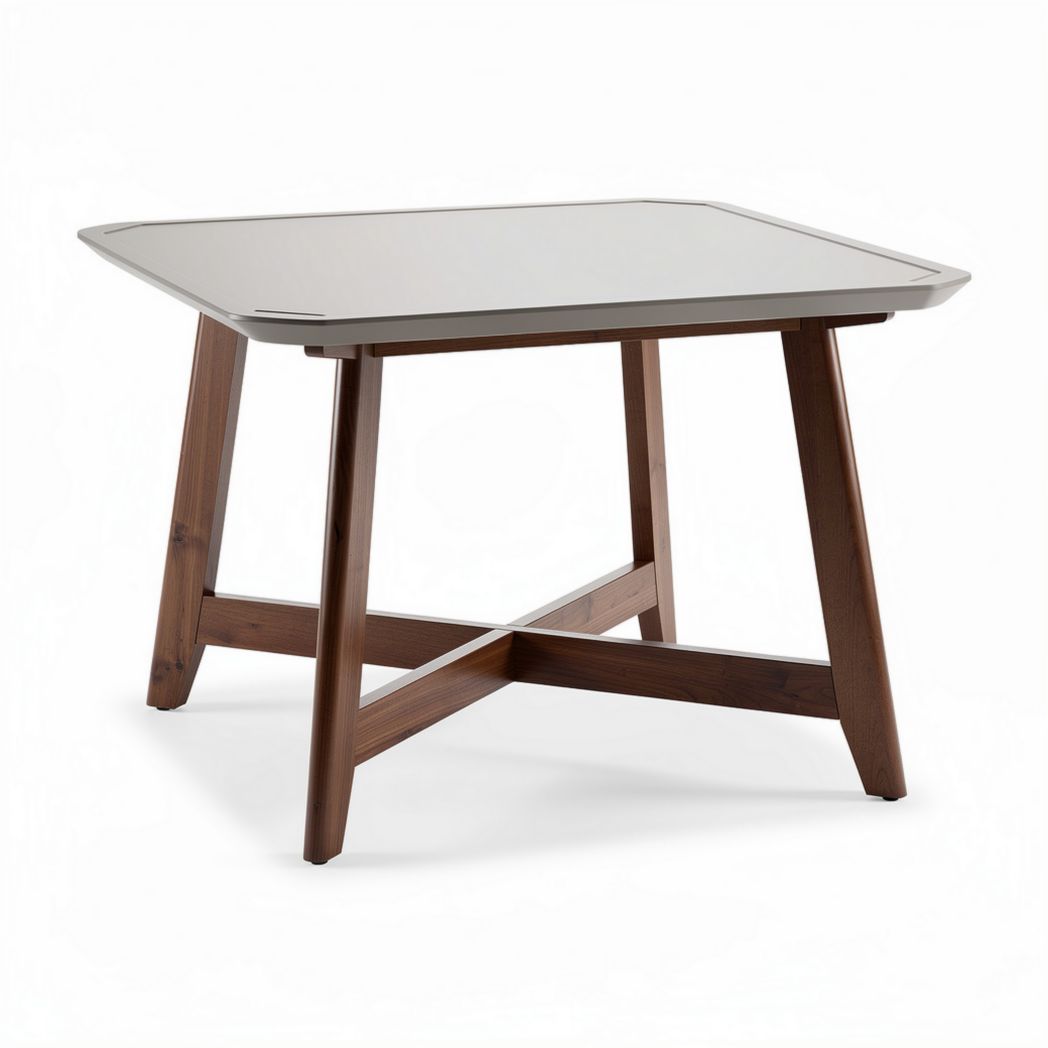 Table carrée en bois avec plateau en verre 75 x 75 x 75 cm pour intérieur