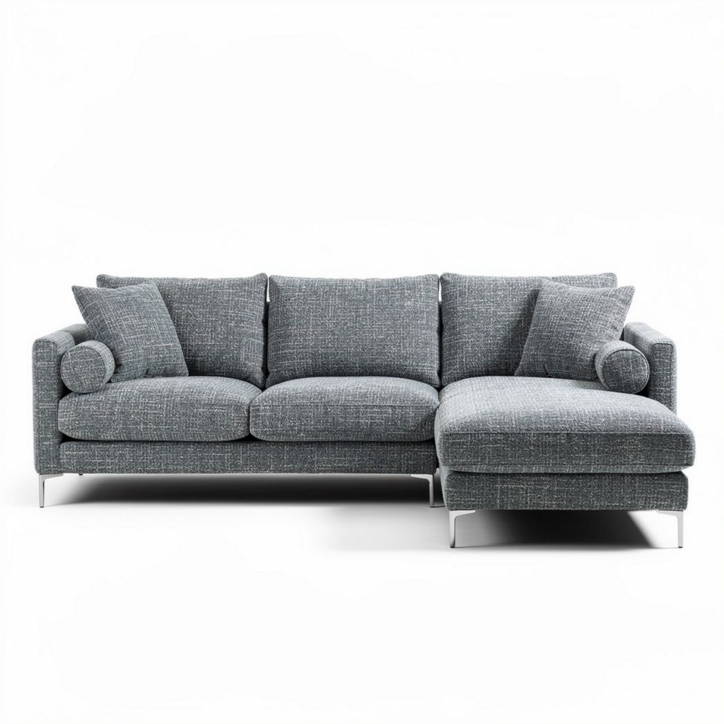 Canapé d'angle gris en tissu avec accoudoirs modulables 240 x 90 x 80cm