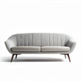 Canapé en tissu gris clair et simili cuir 180 x 80 x 75cm avec pieds en bois
