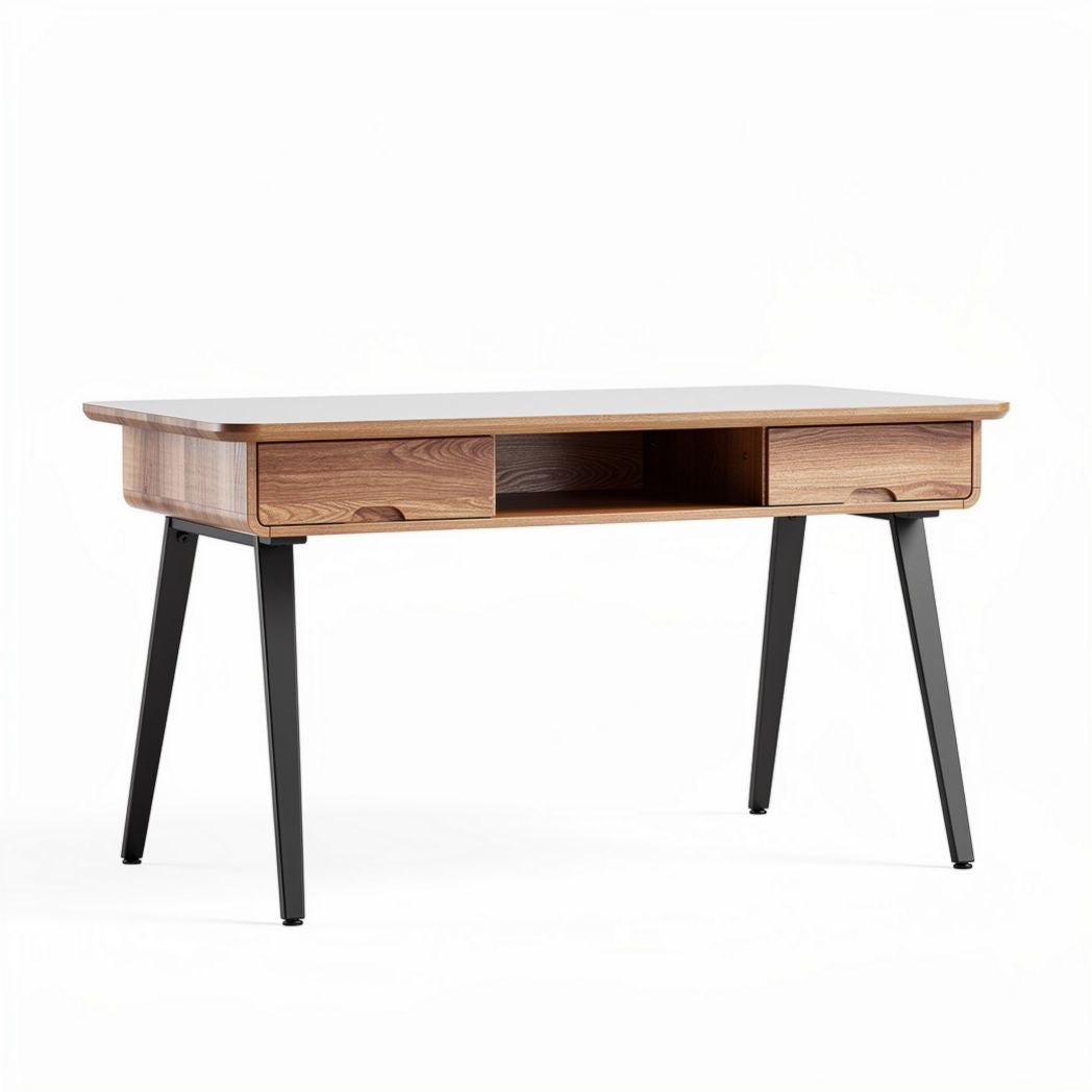 Bureau en bois avec tiroirs couleur chêne 120 x 60 x 75cm