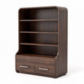 Bibliothèque en bois foncé avec étagères et tiroirs 90 x 30 x 150cm