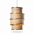 Suspension en métal perforé doré 20 x 20 x 40cm pour intérieur moderne