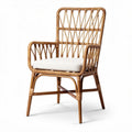 Chaise en rotin avec coussin rembourré blanche dimensions 70 x 65 x 100cm