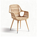Chaise en rotin tissée à la main avec pieds en bois et accoudoirs 60 x 60 x 80cm
