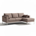 Canapé d'angle en tissu beige avec accoudoirs et pieds en métal 220 x 90 x 80cm