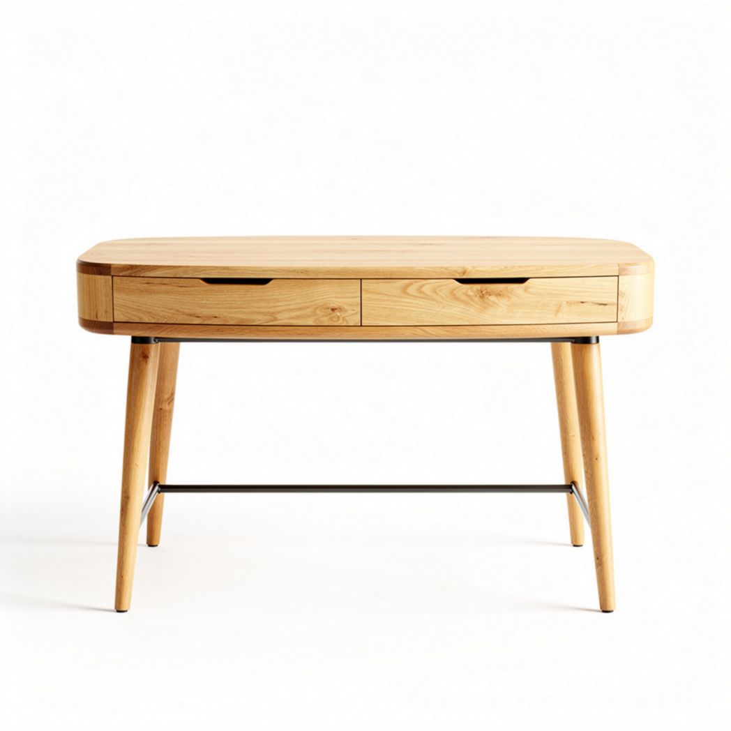 Bureau en bois de chêne naturel avec deux tiroirs dimensions 120 x 60 x 75 cm